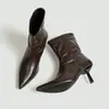 Botines de mujer transfronterizos, con punta fina, suela antideslizante, tacón alto y un diseño simple y moderno adecuado para otoño e invierno. Estas versátiles botines tienen un tacón fino y material elástico