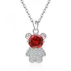 Exportação Transfronteiriça Prata Esterlina S925 Colar de Urso de Alta Qualidade Moda Outono e Inverno Pingente de Coração Colar de Prata Esterlina Doce Coreano