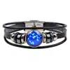 Zino nueva joyería creativa pulsera de doce constelaciones cuero tejido hebilla de vidrio joyería al por mayor una generación de cabello