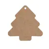 Etiquetas de regalo de Navidad, etiquetas negras y marrones con forma de árbol de Navidad con cordel, etiquetas en blanco de papel kraft para hacer tú mismo