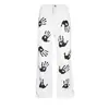 Jeans Acampanados con Estampado de Palma Blanca Marca de Moda Pantalones Cool para la Calle Hip-Hop Americano High Street Pantalones Largos Rectos