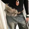 Cinto Plush com Rebites Estilo Maillard Retrô Sexy para Mulheres com Saia e Jeans com Cinto Decorativo de Coração Esculpido