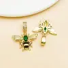 Accesorio de colgante de libélula, abeja, mariposa hueca con microincrustaciones de circonita, chapado en oro de 18k sobre cobre, para llavero de bricolaje, joyería