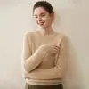 Suéter 100% Cachemira Pura 2025 Nuevo Otoño e Invierno para Mujer Tejido Base Cuello Redondo Doble Hilo Engrosado Top Versátil