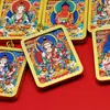 Pintura Colorida Tibetana Thangka Zodíaco Tradicional Tibetano Oito Grandes Divindades Guardiãs Buda Talismã Colar Manjushri Wushi Pai Pingente Atacado