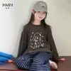 Camiseta Básica para Niña YOJIA Otoño 2026 Nuevo Estilo Coreano Holgada Top para Niña Pequeña Camiseta de Manga Larga para Niños Conjunto de Otoño