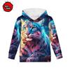 Padrão Animal Colorido Impressão 3D Transfronteiriço Nova Roupa Infantil Casual Moletom com Capuz Venda Direta da Fábrica Fornecimento