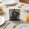 Porta Servilletas de Madera Hueca Minimalista Transfronterizo Estilo Moderno Negro de Escritorio Sol y Luna Montaña Floral Decoración de Restaurante