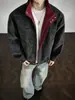 Chaqueta de cuero PU con cuello alto y teñido anudado retro, de estilo americano para hombre, de alta gama, elegante y genial, chaqueta de cuero extragrande, top estilo motociclista
