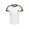 2025 Nueva Camiseta de Diseño de Tres Barras para Mujer Verano Hombro Manga Corta Corta Ajustada Dulce Chica Picante Top para Mujer Ins Trendy