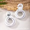Nuevos Pendientes Geométricos con Pintura en Spray Tridimensionales de Diseño Vintage Pendientes de Aro de Lujo Ligero Europeos y Americanos Pendientes Transfronterizos para Mujeres