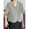 High Sense Profesional Traje Corto de Verano para Mujer Nuevo Delgado Pequeño Traje Camisa Top de Manga Corta Moderno