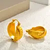 Pendientes de Estilo Normcore Transfronterizo con Textura Plisada Cruzada de Doble Círculo, Pendientes de Círculo Dorado de Alta Gama, Pendientes para el Viaje Diario
