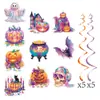 Decoração de Festa de Halloween Transfronteiriça Espiral Abóbora de Halloween Fantasma Espiral Etiqueta Pendurada Arranjo de Decoração de Halloween