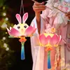 Lanternas do Festival do Meio do Outono Estilo Antigo Lótus Lanternas de Mão Kit de Material DIY para Crianças de Jardim de Infância Lanternas de Coelho Lótus