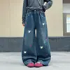 Jeans para Niñas Otoño 2026 Nuevo Estilo Bordado de Oso Pantalones de Pierna Ancha Niños Medianos y Grandes Sueltos Versátiles Casuales Pantalones Rectos