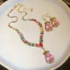 Conjunto de brincos e colar com pingente de gota d'água em zircônia, brincos estilo vintage retrô, acessórios de nicho com design único
