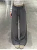 Pantalones de chándal Lulu Blancos y Grises con Cordón para Mujer, Novedad Otoño 2026 Casual Otoño/Invierno Adelgazantes Rectos de Pierna Ancha