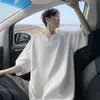 Camiseta de verano casual para hombre Cleanfit blanca texturizada de manga corta elástica de secado rápido con efecto de caída para usar en capas