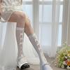 Calcetines Slouch de Tubo Hueco con Volantes Elásticos con Patrón de Trenzado para Mujer Calcetines de Encaje Mary Jane Calcetines de Media Pantorrilla de Malla Hueca