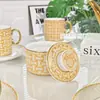 Juego de Café y Té Cerámico Estilo Europeo Transfronterizo de 15 Piezas Tetera Jarra de Leche Azucarero Combinación Juego para Reuniones de Oficina Invitados Té de la Tarde