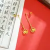 Nuevos Pendientes Dorados de Arena Vietnamita, Tendencia Nacional, Anillo de Borla Antigua, Pendientes de Loto, Joyería al por Mayor Estilo Palacio Retro para Mujeres