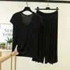 Pantalones cortos de manga corta de modal para casa para mujer, conjunto fino de verano, pijama holgado de dos piezas talla grande