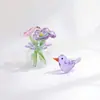 Pájaro de vidrio artificial arreglo floral eterno comercio exterior transfronterizo artesanías de Zibo Boshan decoración para coche y escritorio de oficina