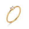 Europeu e americano Ins moda simples luz luxo aniversário cauda anel jóias aço inoxidável banhado 18k birthstone anel fino