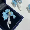 Broche de Perla de Agua Dulce Natural de Alta Calidad, Clavel, Turquesa Azul, Circonita, Ramillete, Broche Elegante, Accesorios de Alta Gama