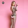 Nueva lencería sexy, traje de medias de red pura sexy, traje de uniforme de una pieza con archivo abierto, traje de jacquard de talla grande