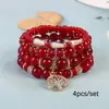 Venta Caliente Transfronteriza Set Bohemio Pulsera Pulsera Árbol de la Vida Cuerda Elástica Hecha a Mano Fabricante de Joyería Venta al Por Mayor