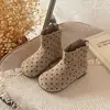 Botas Martin de moda para niña estilo coreano con lunares, nueva colección primavera/otoño/invierno 2026, con cremallera lateral, suela suave y diseño estilo princesa
