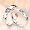 Regalos Japoneses y Coreanos Simples y Personalizados para el Día de San Valentín Chino, Anillos de Pareja, un Par de Anillos de Plata con Forma de Corazón de Boca Viva para Hombre y Mujer