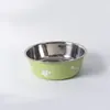 Tazón de acero inoxidable para mascotas de doble capa engrosado absorbente de piso anti-golpes para perro cuenco de comida para perros cuenco de agua para gato venta al por mayor