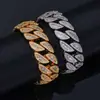 Europeu e Americano Transfronteiriço 20mm Prata 925 Mista Esquadro Moissanite Corrente Cubana Pulseira Masculina Luxo Acessível Joias de Alto Padrão