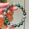 Pulsera de Perlas Tahitianas Shijia Mariposa Negra de Cristal para Mujer Pulsera de Cuentas Francesa de Alta Gama Pulsera Morandi de Lujo Ligero