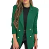 Amazon nueva chaqueta casual de color liso para mujer, manga larga, solapa, botones, blazer cruzado