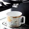 Juego de taza y platillo de café, juego de té de la tarde estilo inglés, juego de taza, platillo y cuchara de porcelana de hueso, cerámica, lujo ligero
