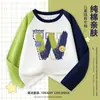 Nuevas camisetas de algodón estampado coreano para niños y niñas, tops de manga larga, ropa infantil de primavera y otoño, camisetas básicas de cuello redondo para bebé