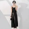 Vestido Lencero Largo de Satén de Gama Alta, Nuevo Estilo Chino para Primavera y Verano, Vestido Interior Ligero de Lujo, Vestido Largo Versátil