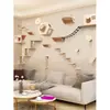 Cama y Árbol para Gatos Integrados Marco de Escalada para Gatos Montado en la Pared Estilo Japonés Ahorro de Espacio Alto Materiales DIY Hechos por Uno Mismo Verano