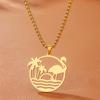 Collar Geométrico Popular de Acero Inoxidable Transfronterizo, Nuevo Colgante Estilo Vacacional Chapado en Oro de 18 quilates, Acero de Titanio Versátil para el Verano