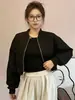 Chaqueta Corta Versátil Casual de Otoño Temprano para Mujer Petite Moda Simple Cuello Alto Uniforme de Béisbol Ropa Exterior Deportiva Moderna