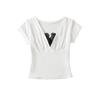 Estilo Lujuria Pura Sexy Encaje Cuello en V Manga Corta Camiseta Mujer Verano Nuevo Look Adelgazante Top Sexy