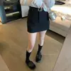 Saia midi feminina, nova coleção outono 2025, tamanho petite, corte acinturado, preta, cintura alta, modelagem que emagrece, saia elegante em linha A