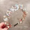 Diadema ondulada de gradiente azul envolvente con dientes, corona alta, sensación de alta gama, diadema para lavarse la cara, nuevo accesorio para el cabello