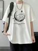 Verano Nueva Camiseta de Seda de Hielo a la Moda Suelta Estilo Hong Kong Estampada Cuello Redondo Manga Corta Camiseta Moda Femenina Combinable Camiseta Fresca