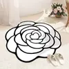 Elegante alfombrilla de baño, alfombrilla para puerta de inodoro con forma de flor irregular estilo francés, alfombrilla antideslizante de tierra de diatomeas de secado rápido