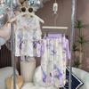 Nuevo Top Casual de Verano con Estampado Completo de Mariposas para Niñas sin Mangas para Bebés Conjunto de Tres Piezas de Moda Todoterreno